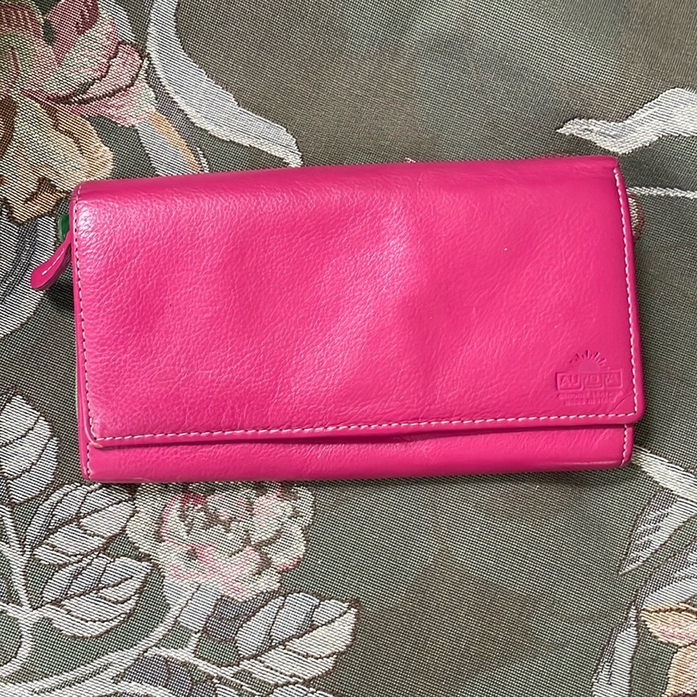 Pink Italian leather Aurora wallet